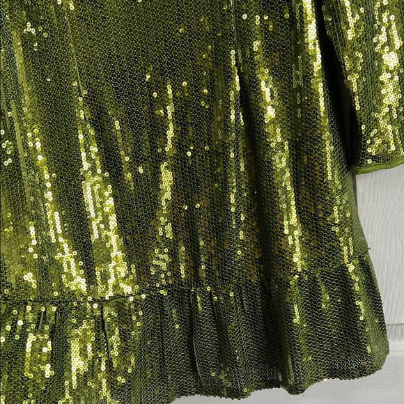 Scoop NYC Green Sequin Long Sleeve Dress - Picture 4 of 4